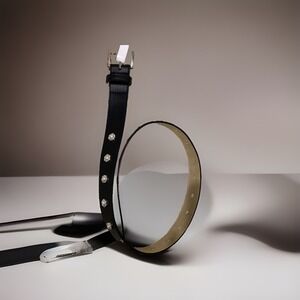 Steve Madden Faux Leather Belt Womens Medium Black Bling NWT Only 1